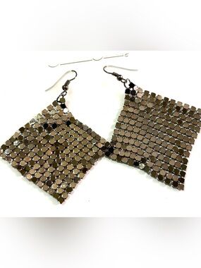 Fashion Jewelry Metallic Silver Mesh Drop Earrings